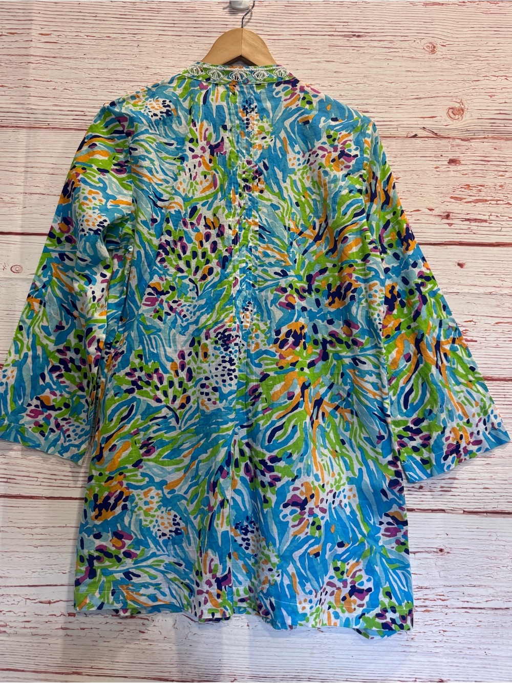 Lilly Pulitzer Sarasota Beaded Tunic Top in Resort White Sea Soirée Sz M - Picture 11 of 14
